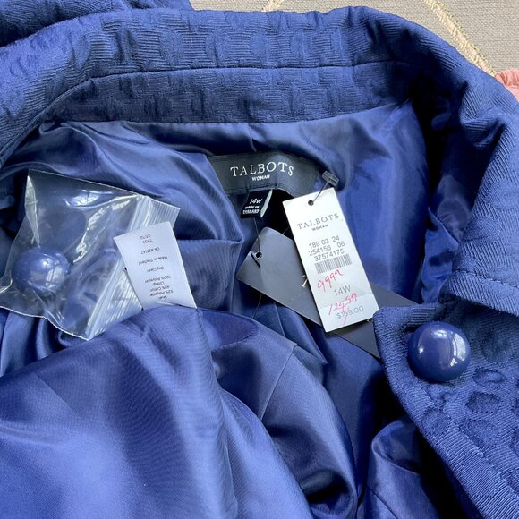 Talbots Jacket Cotton Blend Navy Plus (14W) NWT - Picture 7 of 9